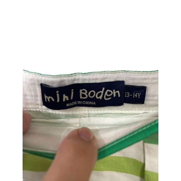 Mini Boden Green & White Stripe Cotton Skirt Girls Size 13-14 - Picture 4 of 5